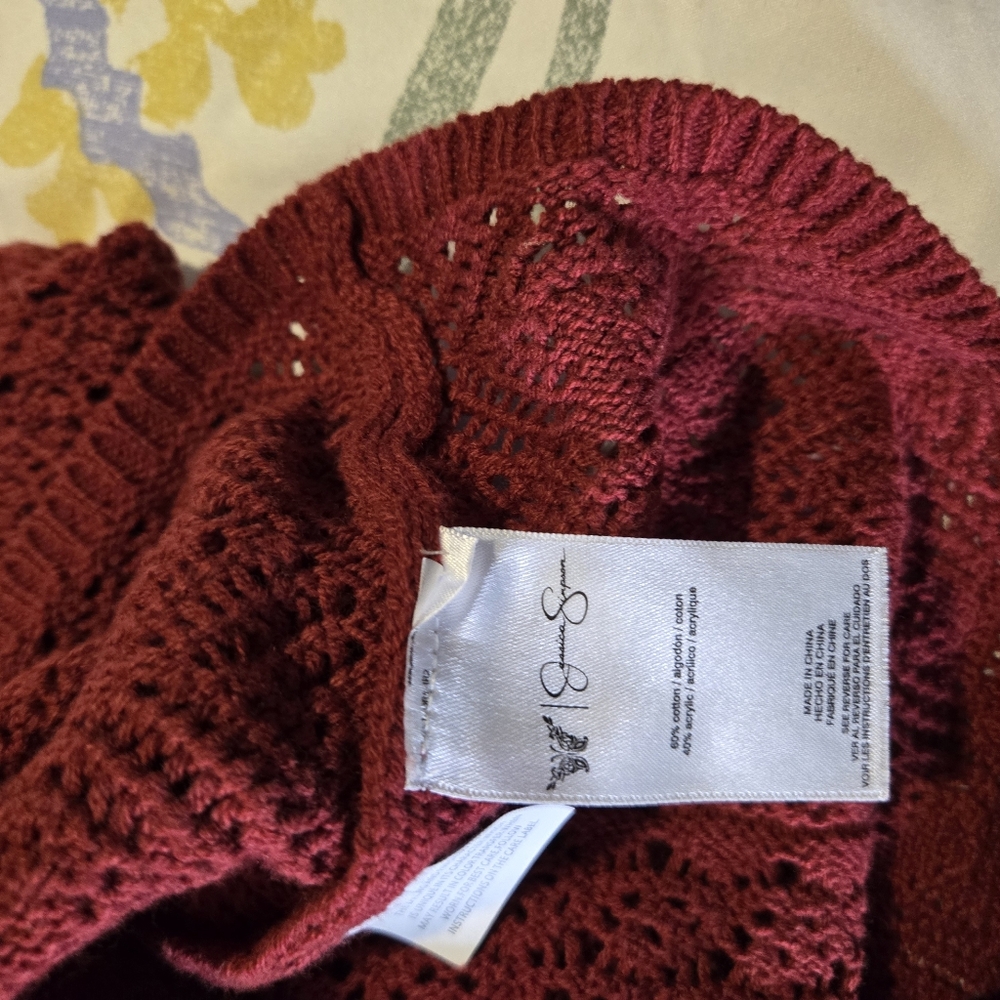 Jessica Simpson Textured Red Short Sleeve Top - Picture 11 of 11